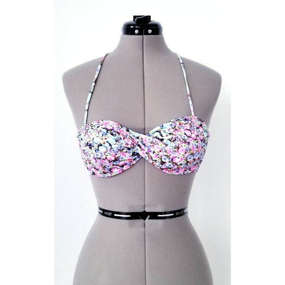 AY YILDIZ "MIX & MATCH" CONVERTIBLE TWIST BANDEAU HALTER BIKINI TOP "B" Cup - S - Picture 2 of 10